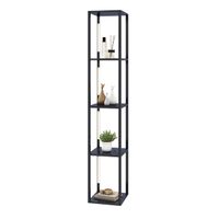 costway lampara de pie moderna con estantes bombillas led regulables de 3 niveles y postes led rotativos para dormitorio 29 x 29 x 163 cm negro