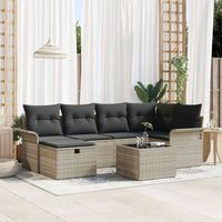 conjunto de sofa de jardin de 7 piezas con cojines en gris claro de ratan sintetico v0943 unico  gris