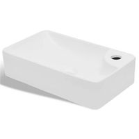 lavabo de ceramica con orificio de grifo y desague blanco vidaxl