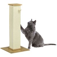 pawhut poste rascador para gatos de 80 cm arbol para gatos con poste de sisal y bola colgante 38x38x80 cm roble