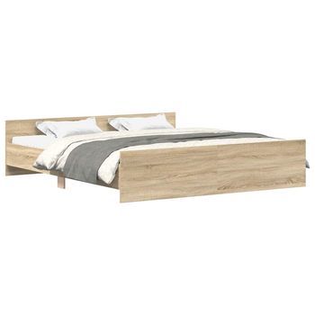 Estructura De Cama Con Cabecero Piecero Roble Sonoma 180x200 Cm