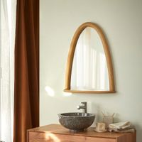 espejo de bano de madera de mindi de 68x55 cm