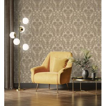 Papel Pintado Vinílico De Damasco Hindú Efecto Textura De Tela Tejida En Relieve - Selim Imperial 676854 De Gaulan - Rollo De 10 M X 1,06 M