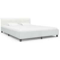 cama matrimonial  cama doble  estructura de cama de cuero sintetico blanco 160x200 cm cfw80965