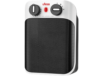 Calefactor portátil - Ufesa CC1800IP, 1800 W, Hasta 20 m², 3 Velocidades, 2 Niveles de calor, LED, Blanco/Negro