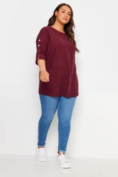 Yours Curve Red Soft Touch Button Top, Mujer Curvy Y Tallas Grandes, Yours