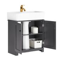 mueble para debajo del lavabo armario de bano de suelo con 1 estante y 2 puertas 60 x 30 x 60 cm bzr18-ii-dg sobuy es