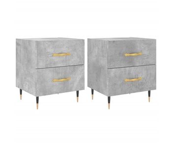 Vidaxl mesita noche 2 uds madera ingeniería gris hormigón 40x35x47,5cm