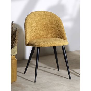 Silla Egina Alpaca Mostaza Con Patas Negras 51x51x75 Cms