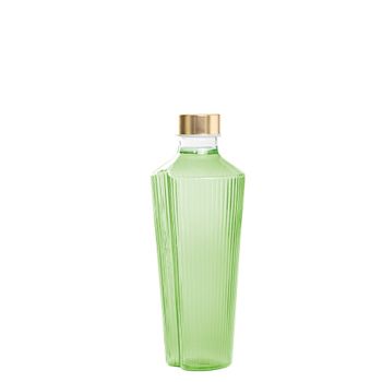 Botella estriada de vidrio zafferano verde manzana con tapón satinado