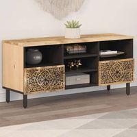 mueble tv  mueble de salon  armario tv madera maciza de mango 100x33x46 cm cfw777991