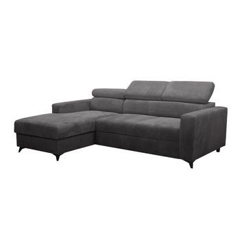 Sofá Rinconero Columbus 191, Gris, Función De Descanso, Caja De Ropa De Cama, 236x172x82cm