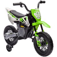 aiyaplay moto electrica infantil con bateria 12v para ninos de 3 anos con musica y ruedas auxiliares carga 30 kg verde   aosom espana