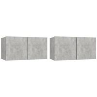 2 uds muebles tv  mueble de salon  armario tv colgantes gris hormigon 60x30x30 cm