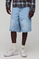 regular fit western rivet denim jorts azul