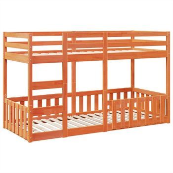 Litera De Madera Maciza De Pino Marrón Cera 90x200 Cm Vidaxl