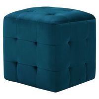 pack 2 uds mesitas de noche  mesa auxiliar  mesilla terciopelo azul 30x30x30 cm