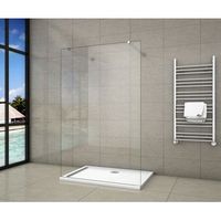 aica walkin mampara panel de ducha 1 hoja vidrio 8mm con pelicula de seguridad a prueba de explosiones 117x200cm con dos barras ajustables 73-120cm