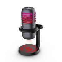 microfono redragon gm211 usb cardioide con iluminacion rgb y sonido profesional