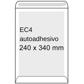 Sobre blanco reforzado | 240 x 340 mm | EC4 | adhesivo | 100 unidades