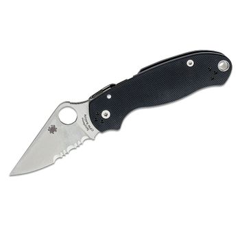 Spyderco STE- C223GPS Cuchillo Táctico Para 3 hoja combinada de acero CPM S45VN de acabado satinado de 7,5 cm de largo y mango G-10 color negro. Incluye clip ambidiestro