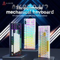 teclado mecanico ajazz ak870 v2 de 87 teclas inalambrico de 3 modos intercambio en caliente tft rgb silenciador perilla de volumen carga usb-c