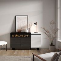 aparador efecto madera blanco y negro 150x35x87 chimenea efecto fuego