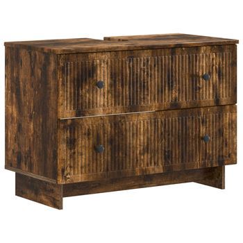 Vidaxl Mueble De Lavabo Para Baño Ede Roble Ahumado 82 X 41 X 59 Cm