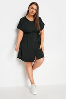 yours vestido camisero negro de pico mujer curvy y tallas grandes yours