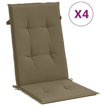 Cojines Silla Respaldo Alto 4 Unidades Tela Taupe Melange 120x50x4cm