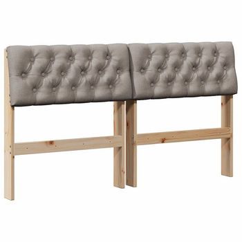 Cabecero Tapizado Taupé 140 Cm Madera De Pino Macizo Vidaxl