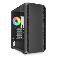 caja pc sharkoon ak2 rgb negro atx panel vidrio templado 2x ventilador preinstalado usb-c