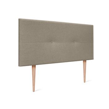 Cabecero De Lino Natural Con Botones 105x105cm Con Patas Camas 105 - Tierra