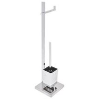 soporte para papel higienico y cepillo acero plateado independiente acabado cromado brillante accesorios de bano modernos ulapes
