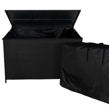 Caja De Almacenamiento De Ratán Grande Para Jardín 138cm Baúl De Exterior 582l  Negro
