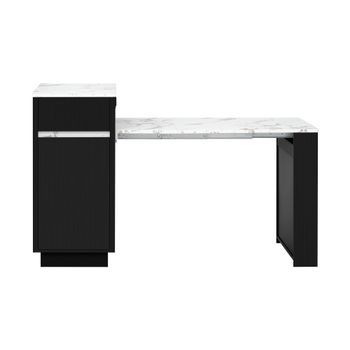 Isla De Cocina Con Ruedas, Mesa Extensible Negra De 58 A 154 Cm Con Led
