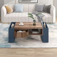 mesa de centro con cajon sin tiradores 111 cm almacenamiento en ambos lados