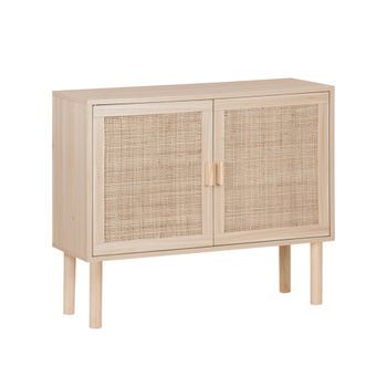 Aparador Efecto Caña Y Madera Con 2 Puertas, 80cm, Natural