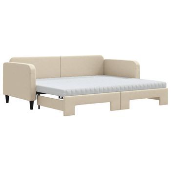Sofá Cama Nido Con Colchón Tela Crema 90x200 Cm