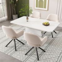 conjunto de mesa y 4 sillas - comedor - tablero de particulas y terciopelo - beige