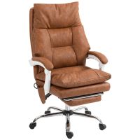 homcom silla de escritorio soporte lumbar inflable respaldo reclinable marron