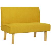 homcom sofa de 2 plazas con tela de pana acolchado grueso y patas de madera solida para sala de estar dormitorio oficina amarillo   aosom espana