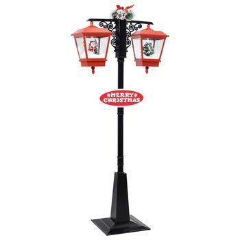 Farola De Navidad Con Papá Noel Pvc Negro Y Rojo 81x40x188 Cm Vidaxl