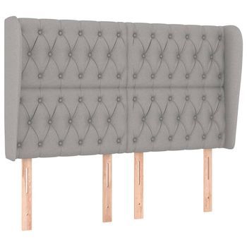 Cabecero Con Orejas De Tela Gris Claro 163x23x118/128 Cm Vidaxl