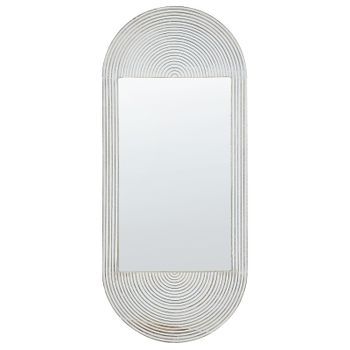 Espejo De Pared Con Marco De Madera Acabado Envejecido Vintage Blanco Crema Briant