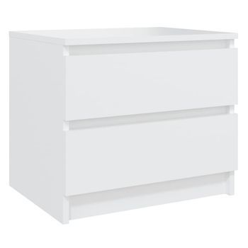 Mesita De Noche, Mesilla Madera Contrachapada Blanco 50x39x43,5 Cm