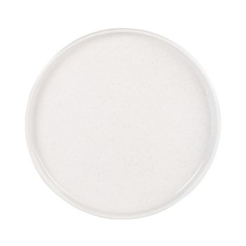 Plato de postre de cerámica blanca y beige