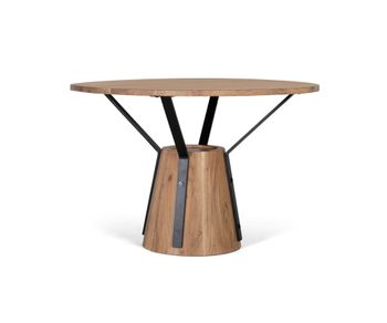 Mesa de comedor redonda en madera de mango y metal 116cm diámetro