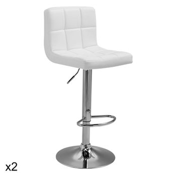 2 taburetes de bar en polipiel blanco