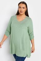 yours top verde con vuelo con estrellas mujer curvy y tallas grandes yours